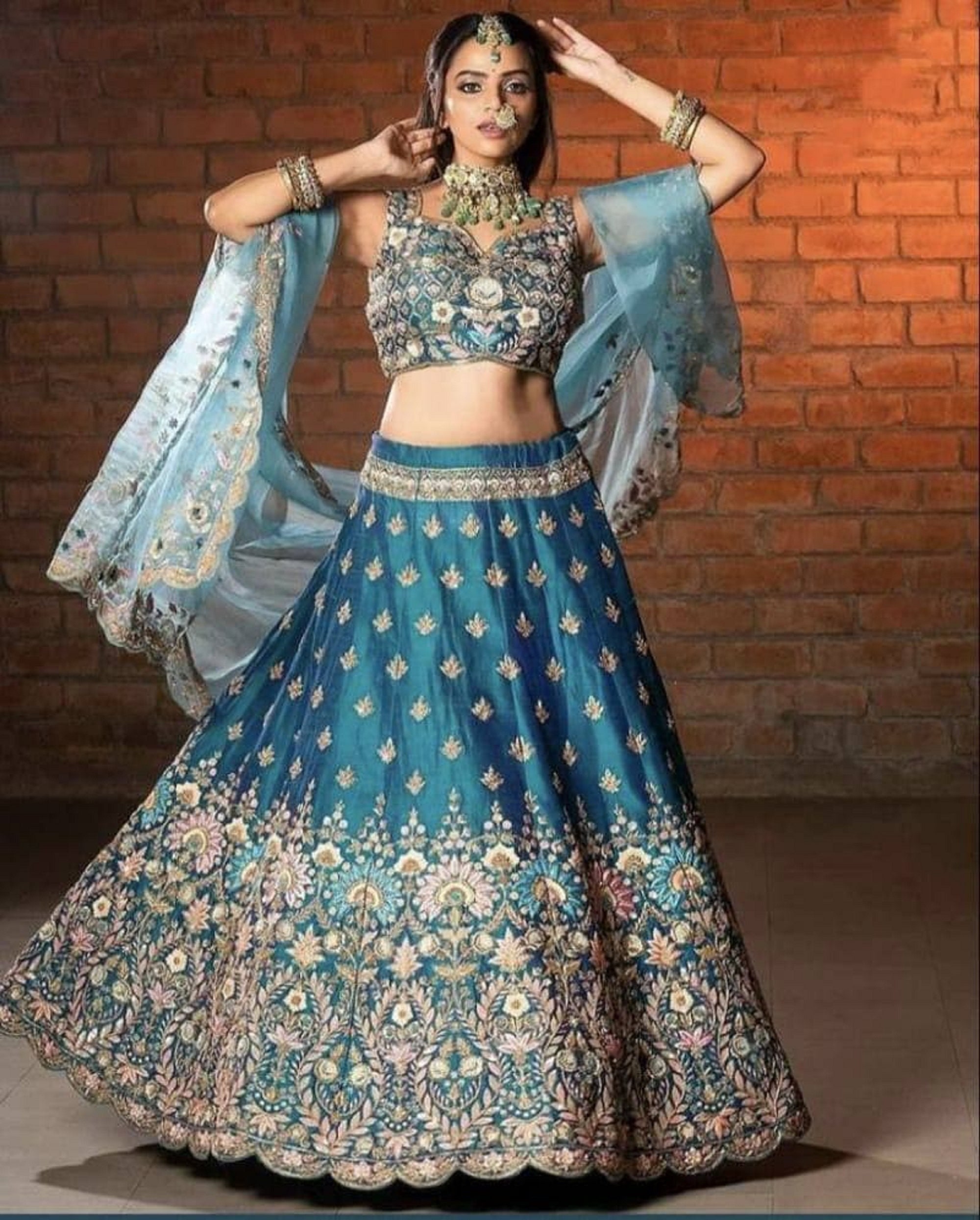 Impressive Sky blue lehenga Choli with Dupatta Indian | Etsy