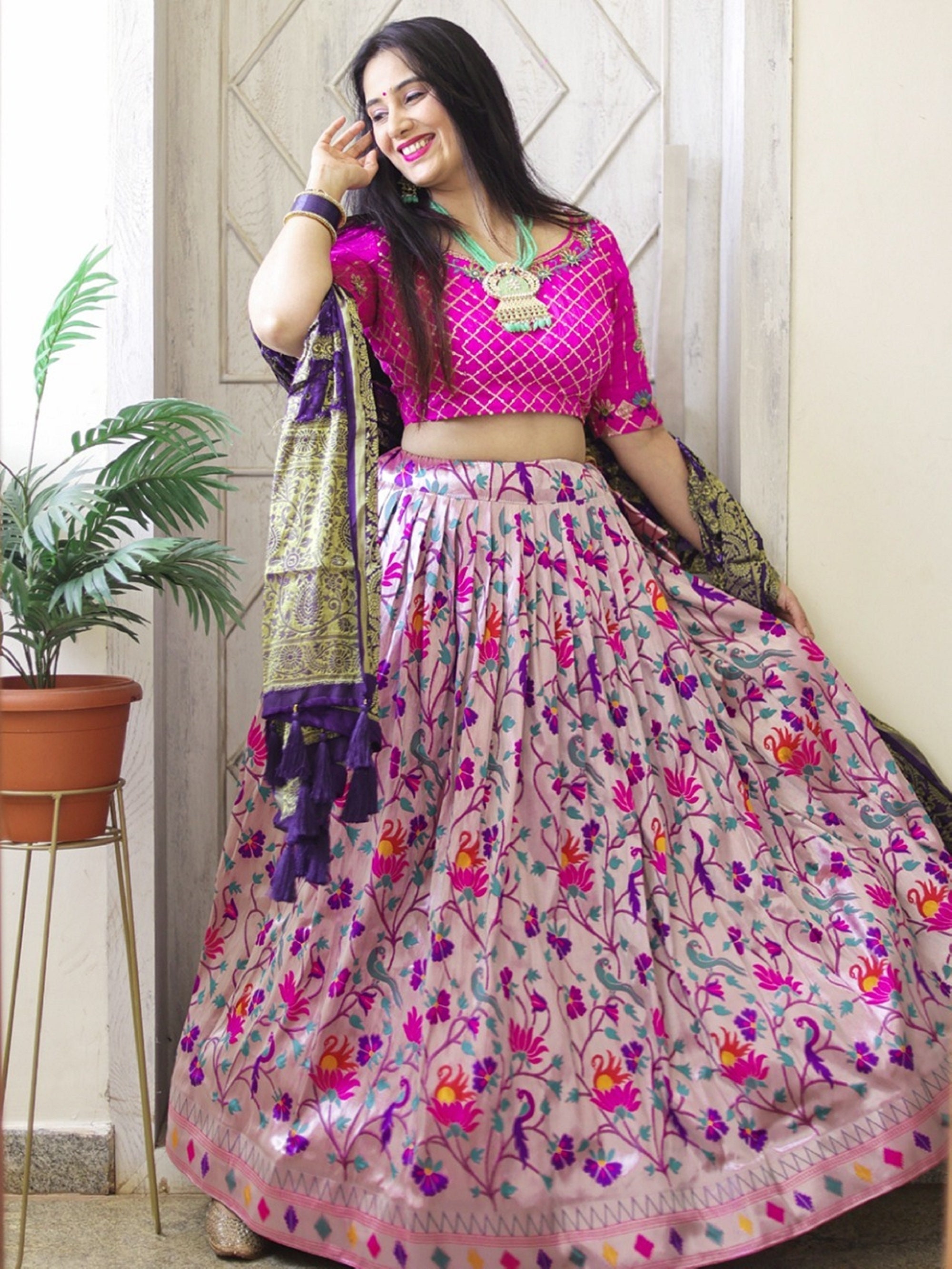 Beautiful Rani Pink Indian Wedding Guest Lehenga Choli for - Etsy