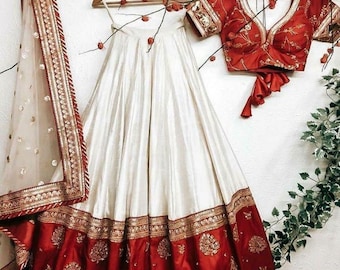 Buy Juniper Red & Ivory Embellished Lehenga Choli for Women's Online @ Tata  CLiQ