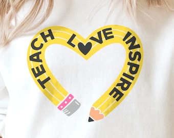 Teach Love Inspire SVG PNG, Teacher SVG