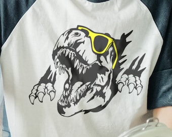 T Rex with Sunglasses SVG PNG, T Rex Scratch SVG