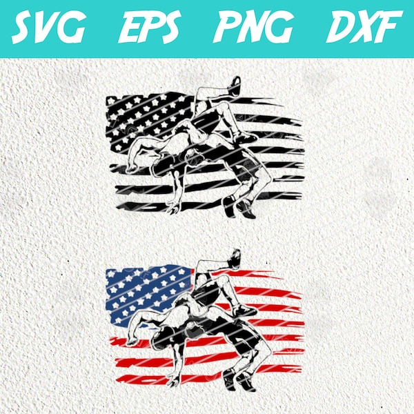 Wrestling SVG PNG, Wrestlers American Flag SVG
