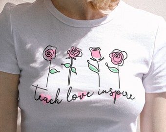 Teach  Love Inspire SVG, Teacher Floral SVG