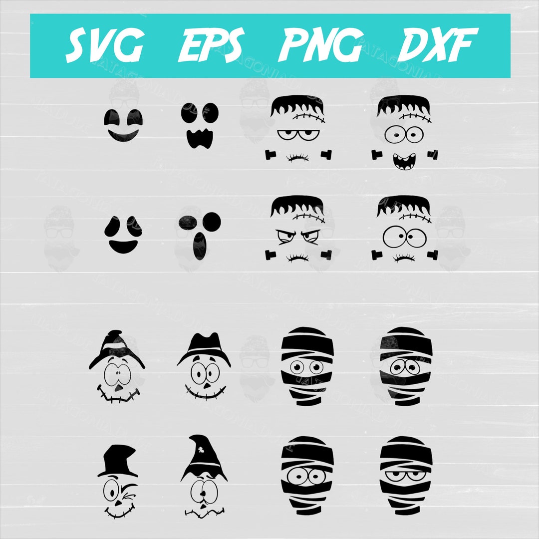 Halloween Faces Bundle SVG, Halloween Faces Bundle PNG - Etsy
