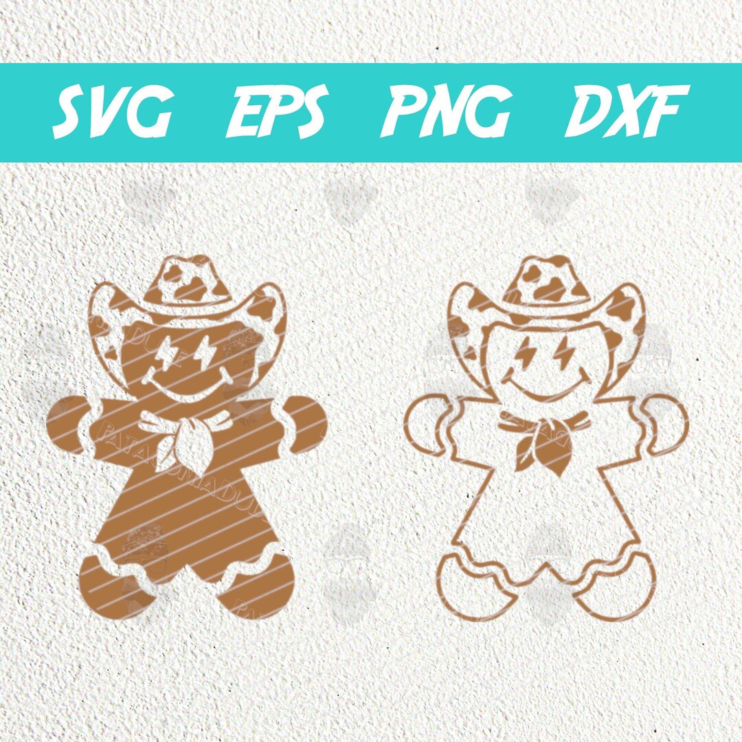 Gingerbread Man SVG PNG, Cowboy Gingerbread Man - Etsy