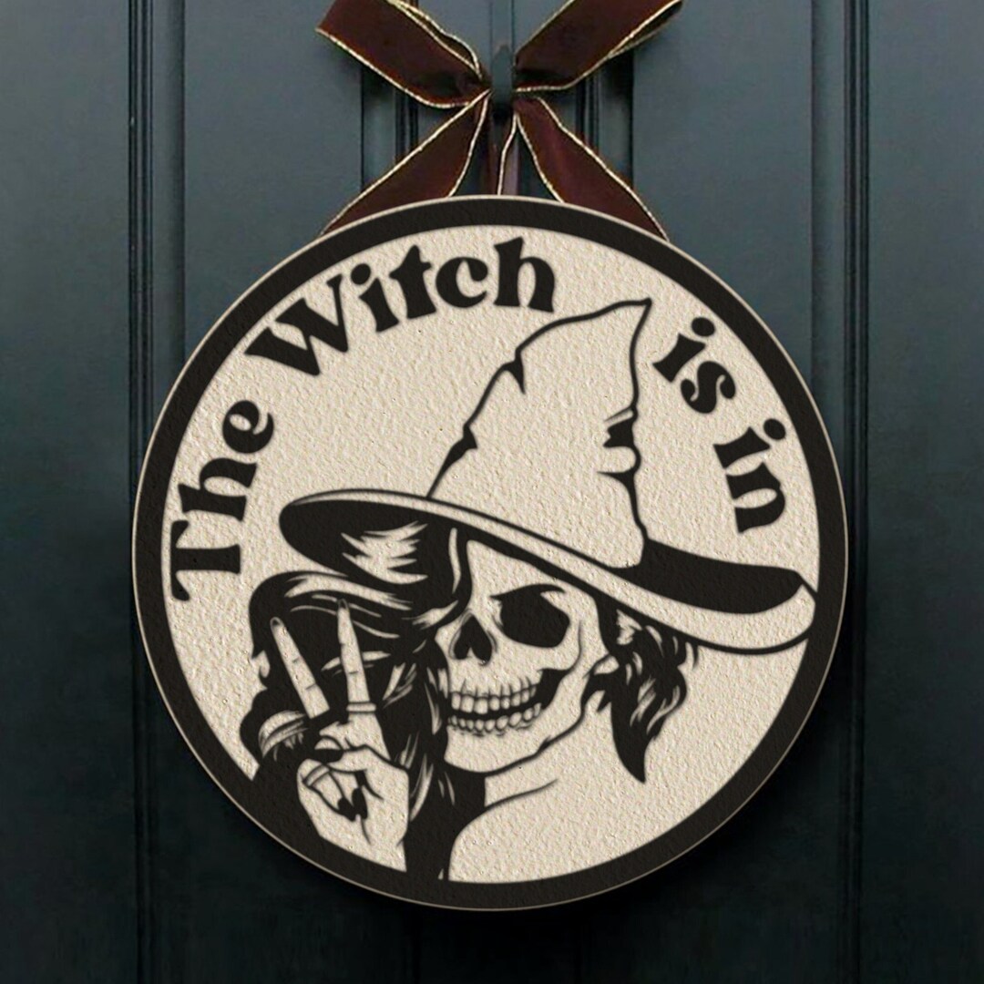 The Witch is in SVG PNG, Halloween Door Hanger SVG - Etsy