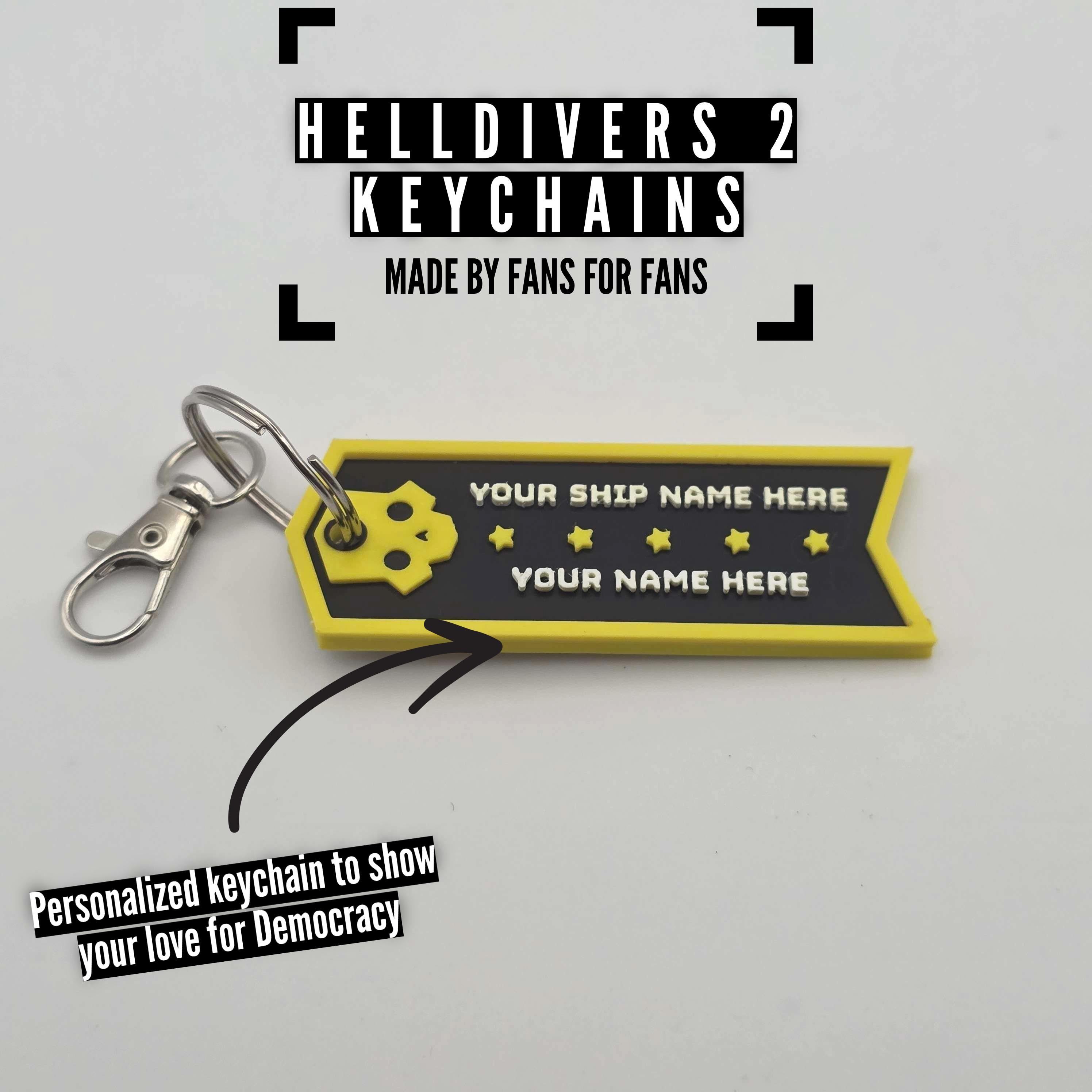Personalized Helldivers 2 Keychain – 3D Printed, Authentic Font