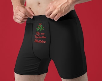 Christmas Boxer Briefs, Kiss Me Under the Mistletoe, Sub Dom Gift, Sexy Boxers For Him, Sexy Christmas Boxers, I Licked It So It&#39;s Mine, Sir