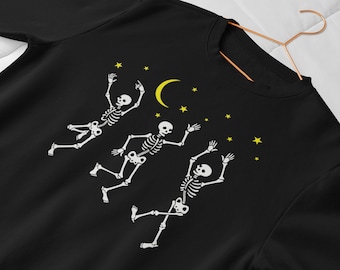 Dansende skelettrui en hoodie, grappig Halloween-skelettrui, sweatshirt Halloween-feest, dansend Halloween-skelet ronde hals
