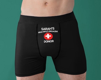 Multiple Orgasm Donor, Personalized Orgasm Donor Sexy Boxers, Groom Gift Multiple Orgasm Donor, Bachelor Party Gift, Adult Gag Gift, Yes Sir