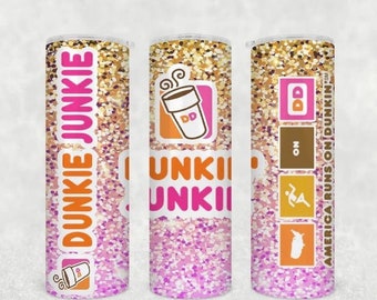 Dunkie Junkie Tumbler, She Wants The D, 20oz Dunkin Donuts Skinny Tumbler, Dunkin Donuts Coffee Lovers, Donut Lover Tumbler, DD Tumbler Gift