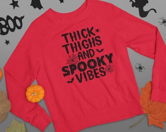Sweater met dikke dijen en griezelige sfeer, griezelige Halloween-sweatshirt, griezelige trui, grappig halloween, heksensweatshirt, Bruja, Its Fall