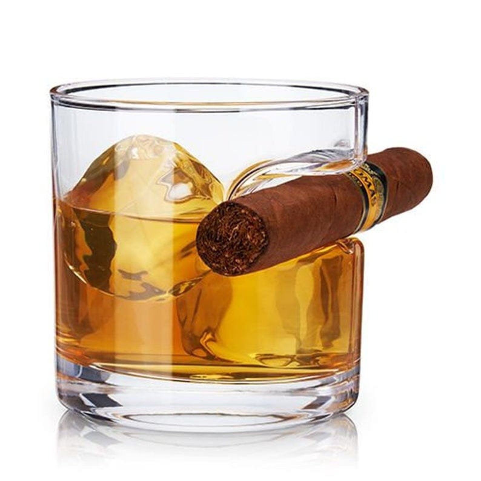 Whiskey Glass With Cigar Holder Scotch Glass Cigar Holder Etsy