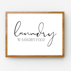 Laundry Wash Dry Fold Art Print/ Landscape Laundry Wall Decor/ Laundry Room Art/ Digital Art Print