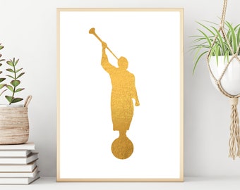 Angel Moroni Gold Foil Art Print: LDS Temple Decor (Digital Download)