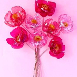 Recycled Plastic Bottle Large Flowers - The Barbiecore Pink Mix Bouquet! Unique, eco gift that lasts!