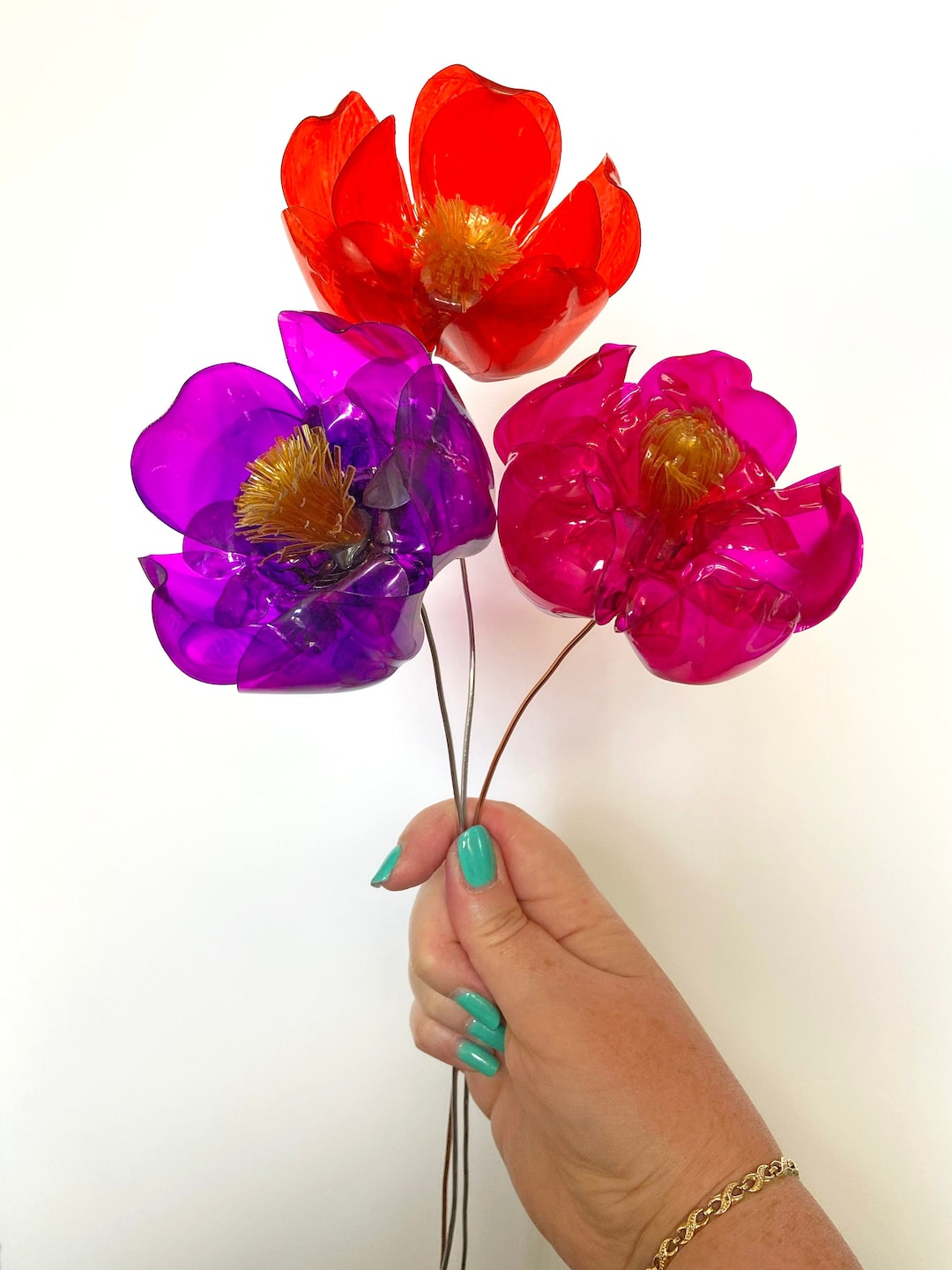 Recycled Plastic Bottle Flowers the Bright & Bold Small Etsy UK