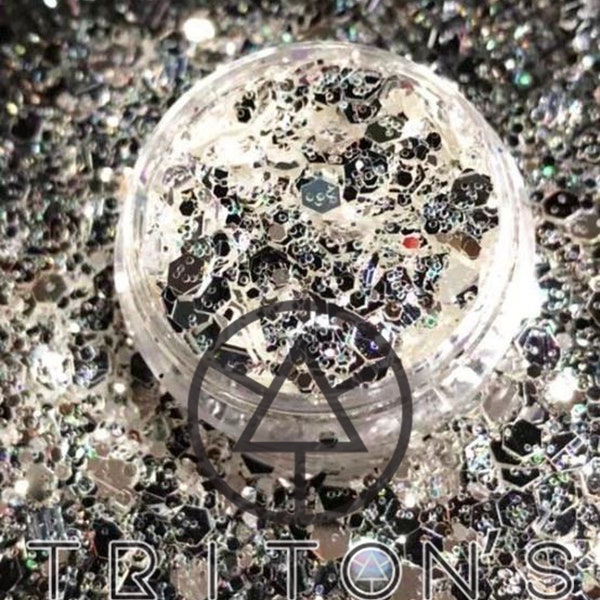 Silver Mirror Glitter Mix- Mixed Shapes-Polyester Glitter-Chunky Glitter-Eco-Friendly Solvent Resistant Glitter 1oz| Mirror Mirror