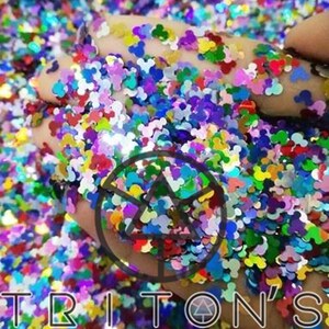 Rainbow Mouse Head Multi-color Holographic Chunky Glitter Mix| Polyester Glitter | Eco-Friendly Solvent Resistant Glitter | Clubhouse Mouse