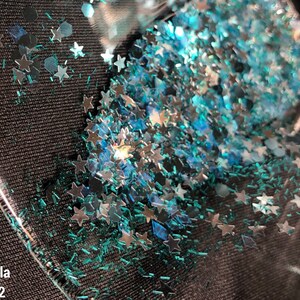 Nebula-Blue Silver Chunky Glitter Mix- Star & Hexagon Glitter Mix -Polyester Glitter-Chunky Glitter-Eco-Friendly Solvent Resistant Glitter