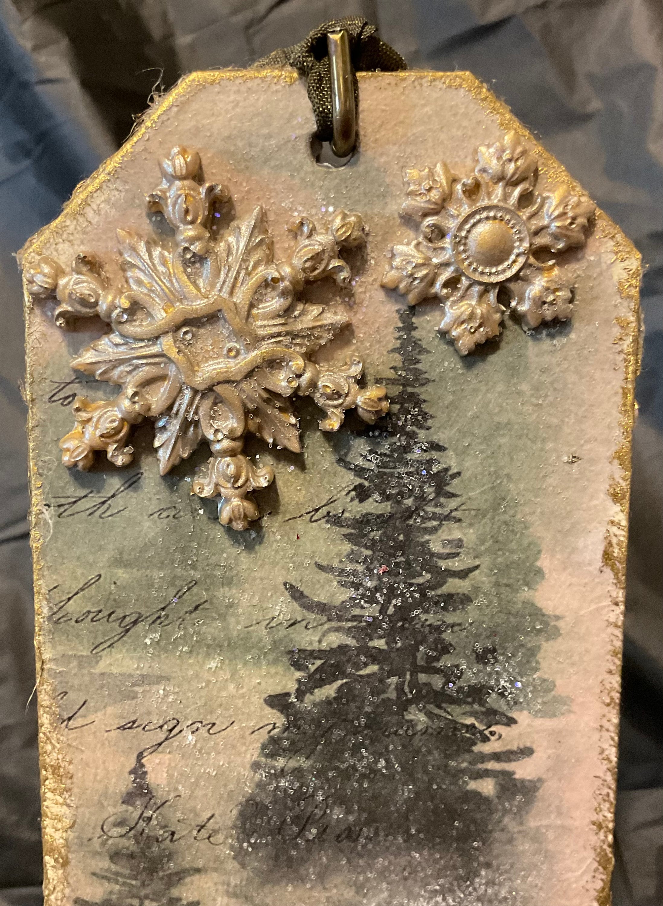 Woodland Forest and Snowflakes Ornament