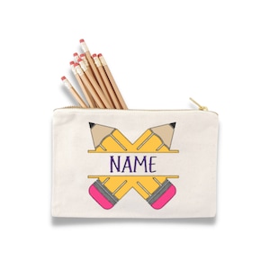 Personalized Beige Pencil Pouch- School