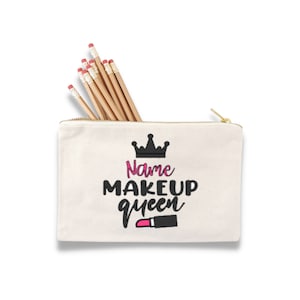 Personalized Beige Pencil Pouch- Makeup