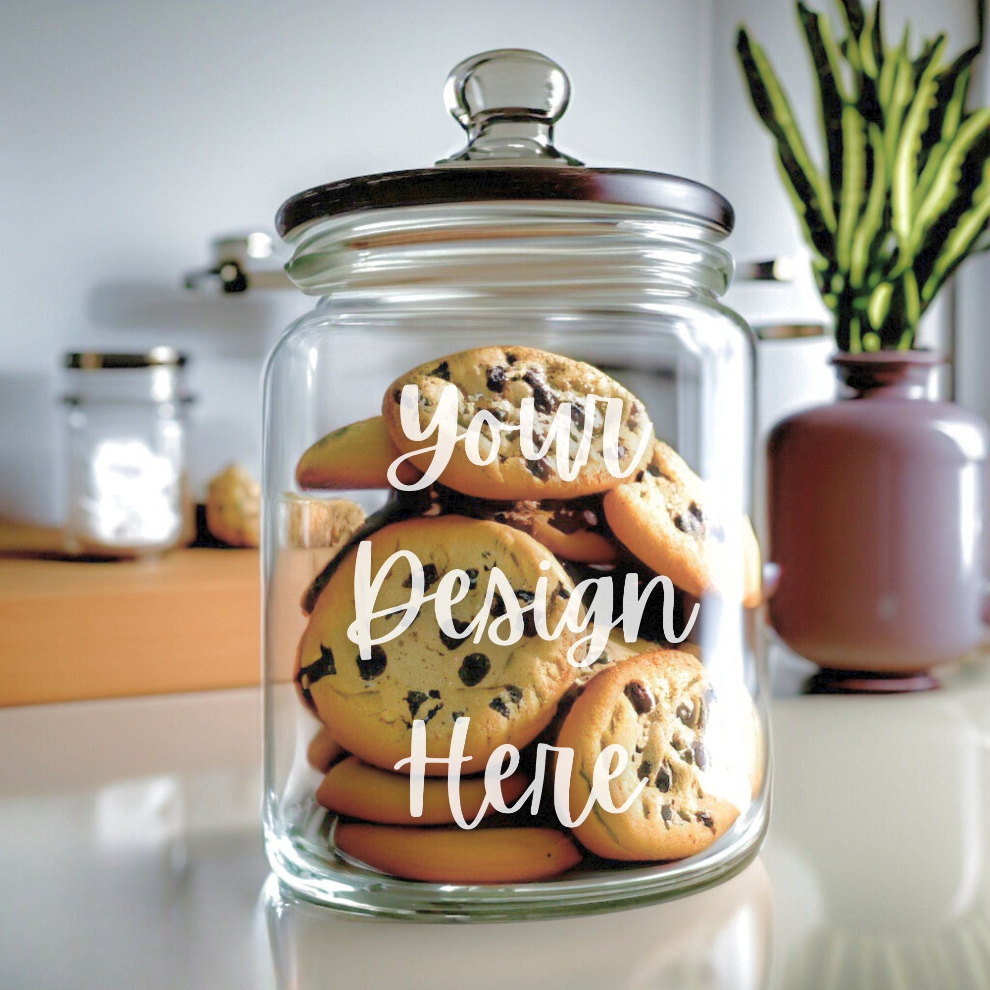 Cookie Jar / Etched Cookie Jar / Glass Cookie Jar / Large Cookie Jar /  Custom Cookie Jar / Housewarming Gift / Kitchen Gift / Cookies /