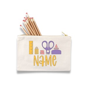 Personalized Beige Pencil Pouch- Stationery