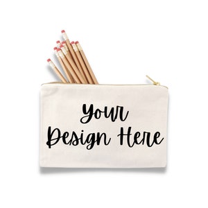 Personalized Beige Pencil Pouch
