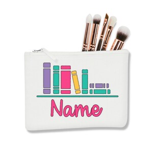 Personalized White Pencil Pouch- Books