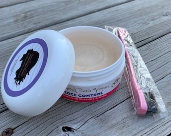 NaturalCiara Vegan Edge Control Infused with Vitamin E & Biotin Comes with Edge Brush 2oz 4oz big container for both