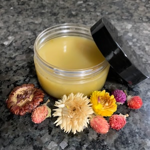 Organic Virgin Hair Fertilizer Hair, Scalp Balm Infused with Herbal & Horsetail extract .. 7oz container with lid