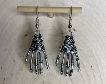 Silver Skeleton hand earrings