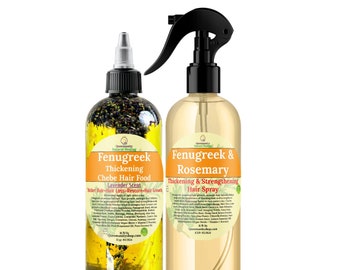 Set de 16 oz para cabello grueso, aceite de fenogreco para engrosar el cabello + spray de fenogreco y romero para el crecimiento del cabello, regeneración del cabello, cabello grueso, caída del cabello en mujeres y hombres.