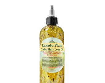 Aceite capilar de 473 ml (16 oz) para la caída del cabello/Ciruela Kakadu Chebe/Estimulación del cuero cabelludo/Alopecia/Aceite para el crecimiento del cabello/Vitamina C/Postparto/Para un cabello más grueso en las puntas/Fenogreco/Calvicie/Canas/Cabello seco