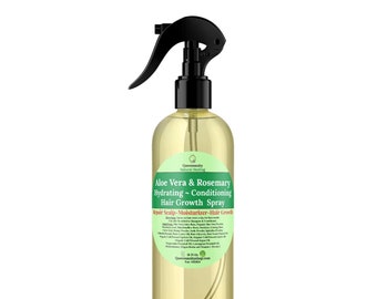 Spray para el crecimiento del cabello con aloe vera y romero de 16 oz/Hidratación/Acondicionador/Argán/Aceite de ricino/Reparador/Desenredante/Suavidad/Protección térmica/Miel/Aceite de jojoba y albaricoque/LOCS/