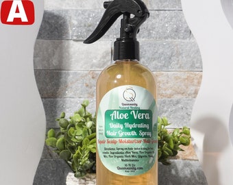 16oz Aloe Vera&Rosemary HairGrowth Spray|DailyHydrationArganOil|RepairLOCS|DetangleSoftHairHeatProtectorHoneyJojobaOil|Vitamins|EssentialOil