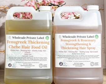 2pc Wholesale Set: African Chebe Hair Growth Oil+Fenugreek HairSpray|ThickerHairSet|FenugreekThickeningHairFood|Gallon|Bulk|Private Label