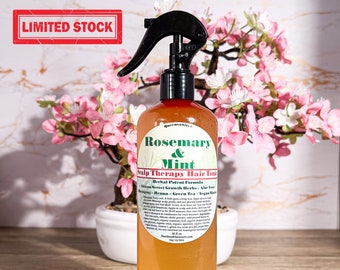 Tónico de romero y menta para el cuero cabelludo (16 oz)/Spray para el crecimiento del cabello/Desenreda/Repara/Equilibra el pH/Reduce la sequedad/Picazón/Refresca/Canas prematuras/Caída del cabello/Ayurvédico
