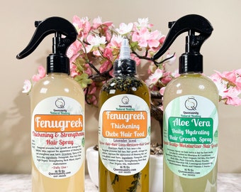 Set de 3 Chebe para el Crecimiento del Cabello (16 oz): Set para Engrosar y Recrecer el Cabello con Laca de Fenogreco/Alimento para el Cabello con Fenogreco/Aloe Vera/Laca Hidratante/Aceite para el Crecimiento del Cabello