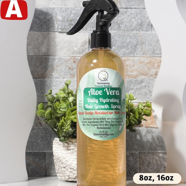 16oz Aloe Vera&Rosemary HairGrowth Spray|DailyHydrationArganOil|RepairLOCS|DetangleSoftHairHeatProtectorHoneyJojobaOil|Vitamins|EssentialOil