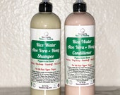 Rice Water Aloe Vera Hemp Shampoo Conditioner SET Peppermint Scent Hair Growth Soft Hair Moisturize DryHair Dandruff Cleanse Vegan Natural