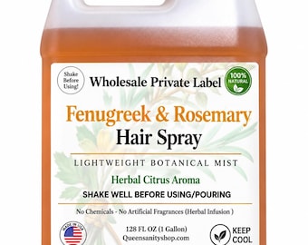128oz Fenugreek & Rosemary Hair Mist Spray| Wholesale Private Label |Gallon|Locs|Braids|Detangle|Moisture|Bulk Natural Hair Care|Made in USA