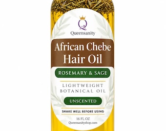 16oz African Chebe Rosemary Sage Hair Oil, Lightweight Conditioning | Natural Hair Care|Made in USA