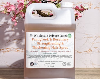 Spray para el crecimiento del cabello de fenogreco y romero de marca privada (128 oz)/galón/grueso, fuerte, suave, para cabello con picazón, cuero cabelludo seco, rastas, trenzas, desenreda, humecta, a granel