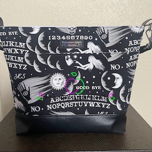 Spirit Board Bucket Bag, Occult handbag, Spooky shoulder bag, Witchy purse