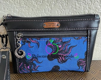 Octopus wristlet, Black Octopus wristlet,  Gothic clutch