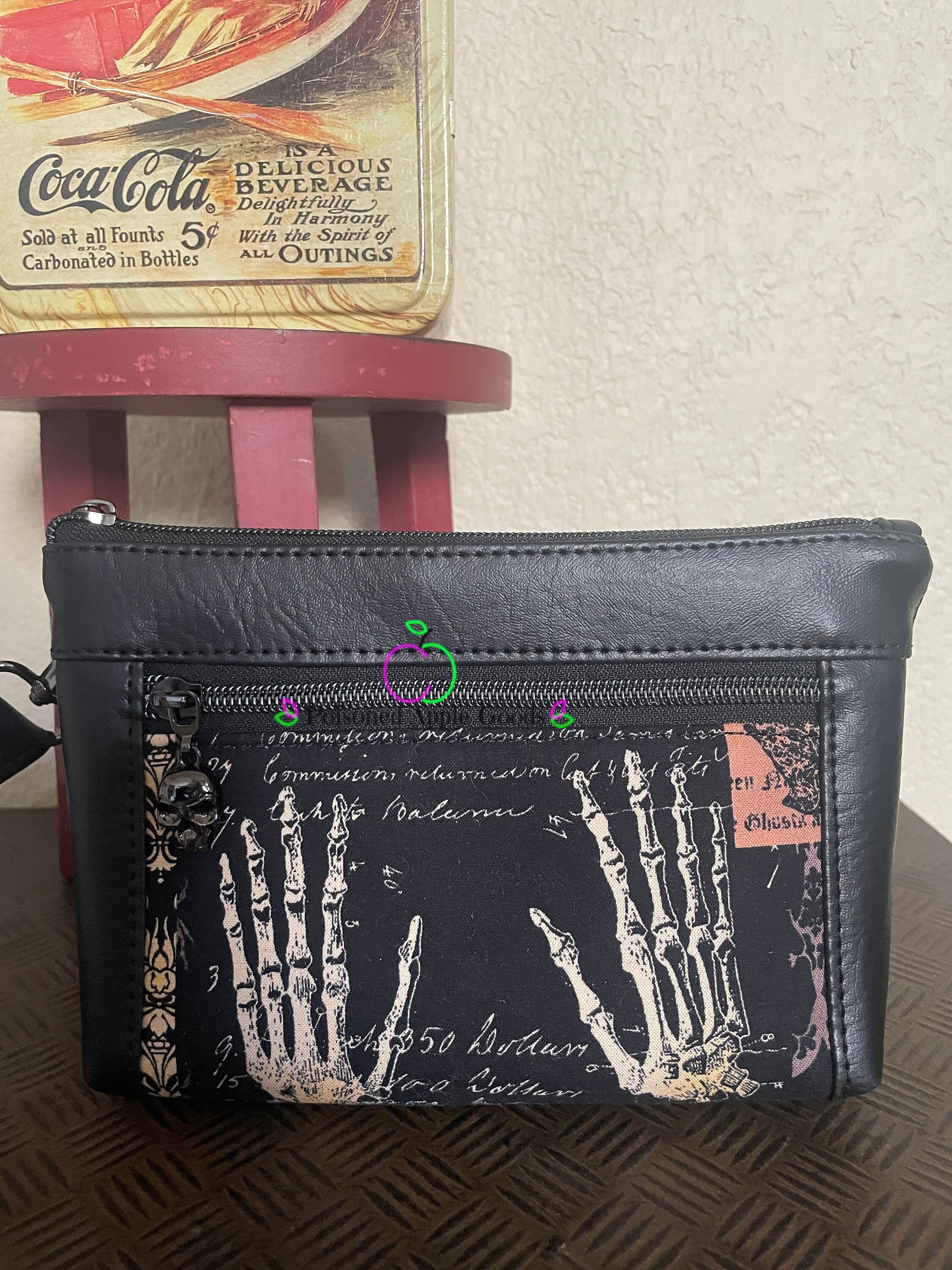 Witchy wristlet, Gothic Clutch, Spooky Wristlet, Witchy Wallet