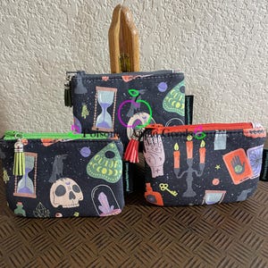 Monedero de boticario espeluznante, monedero de tela espeluznante de Halloween, monedero de bruja, bolsa pequeña con cremallera, mini billetera, tarjetero de regalo
